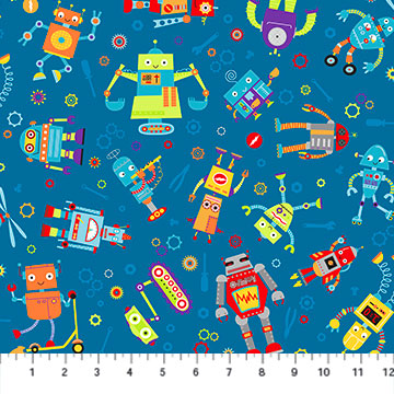 Rollicking Robots Busy Bots Teal 10034 45