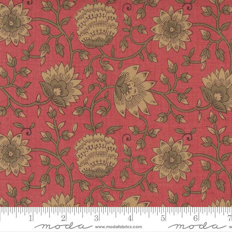 Bonheur De Jour Monet Floral Faded Red 13912 13