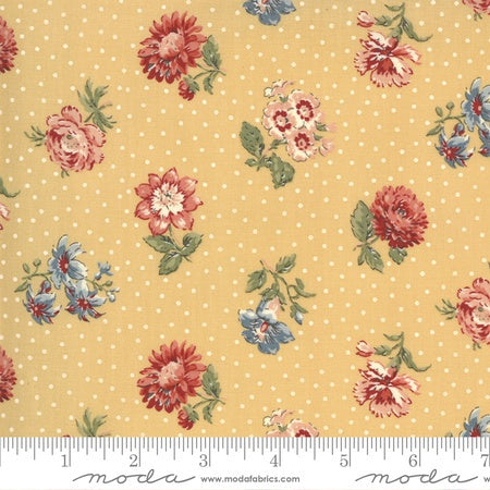 Jardin De Fleurs floral on dot background gold 13893 15